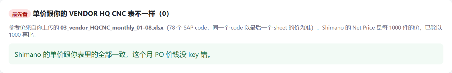 单价核对